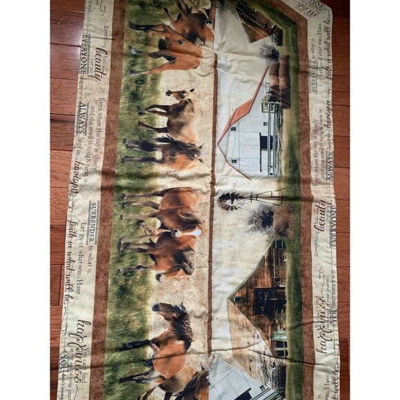 Handmade Horses Running Barn Quilted Table Runner - Picture 5 of 14